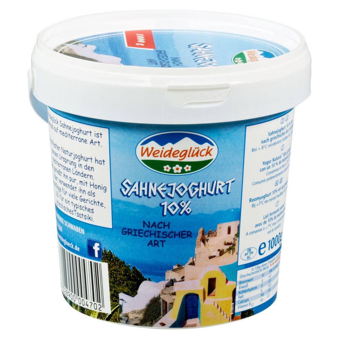 Weideglück - Sahnejoghurt nach griechischer Art 10% Fett, stichfest 1 kg Becher