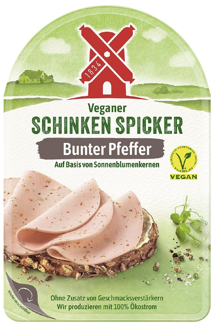 RUEGENWALDER MUEHLE - Rügenwalder Mühle Veganer Schinken Spicker Bunter Pfeffer gekühlt - 80 g Packung