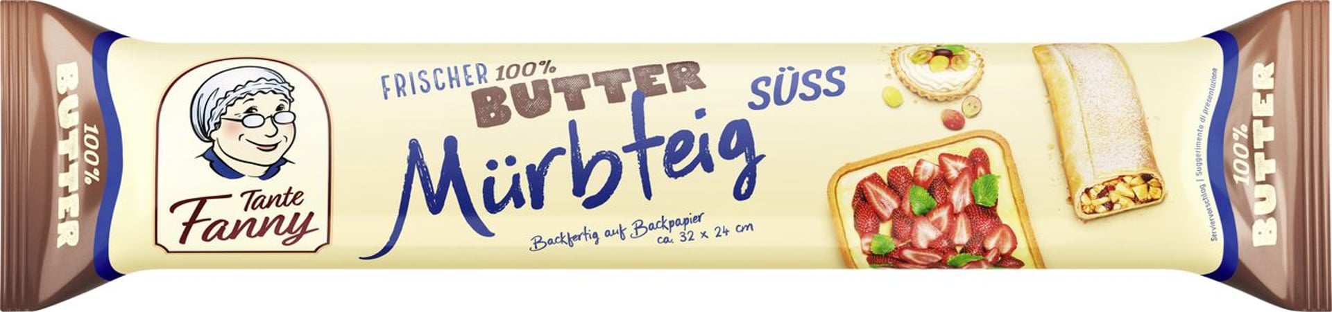 Tante Fanny - Frischer süßer Butter-Mürbteig gekühlt - 280 g Packung