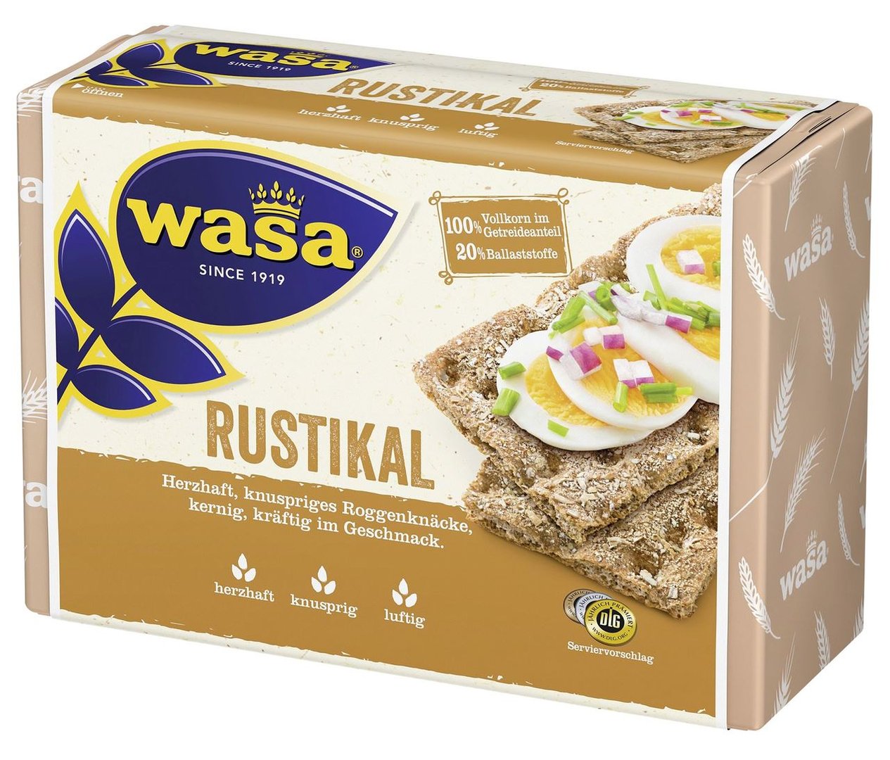 Wasa - Knäckebrot Rustikal Roggenknäcke 275 g Paket