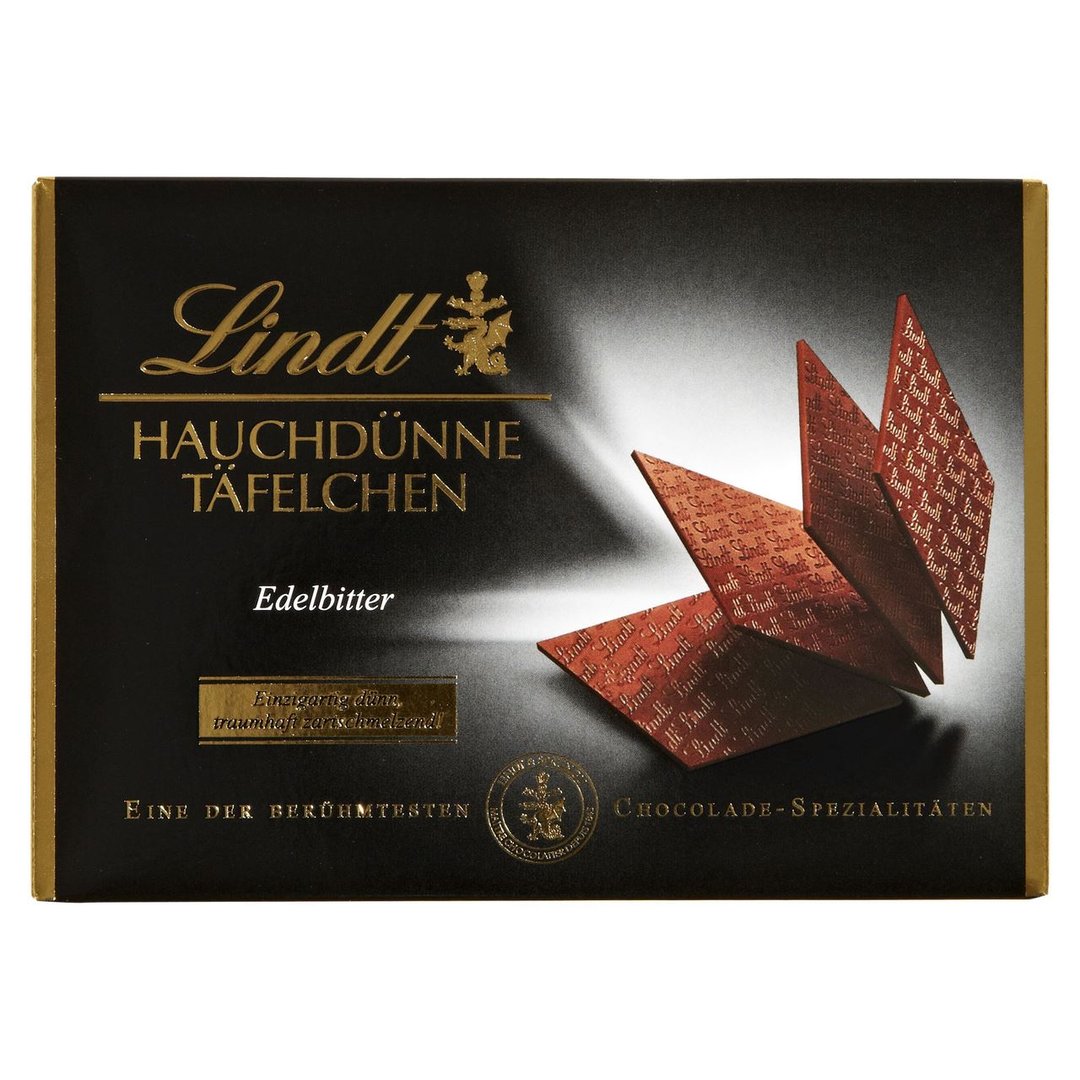 Lindt - Hauchdünne Täfelchen Edelbitter, mit 60 % Kakao 125 g Schachtel