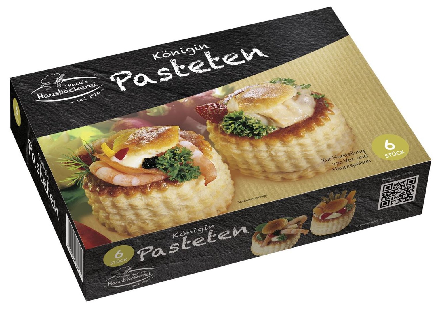 Hack's Hausbäckerei Blätterteig Pasteten Königin 6 Stück à 25 g 150 g Packung