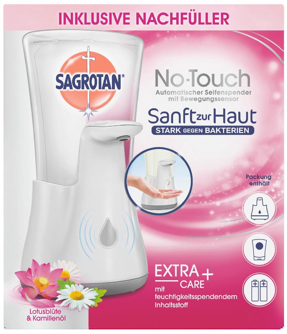 Sagrotan Seifenspender No-Touch Starter-Set inkl. 250 ml Nachfüller - 500 g Karton