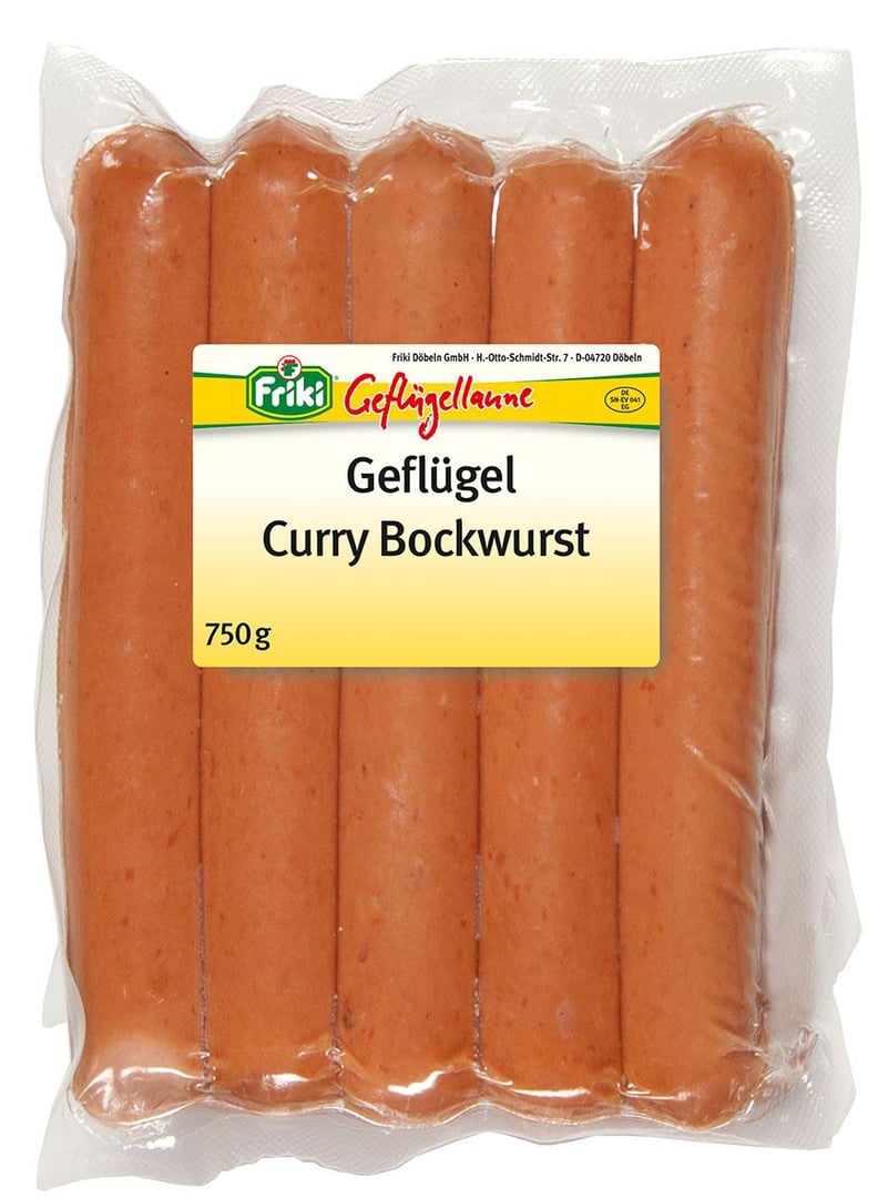 Friki - Geflügel Curry Bockwurst, 5 Stück à ca. 150 g gekühlt - 750 g Packung