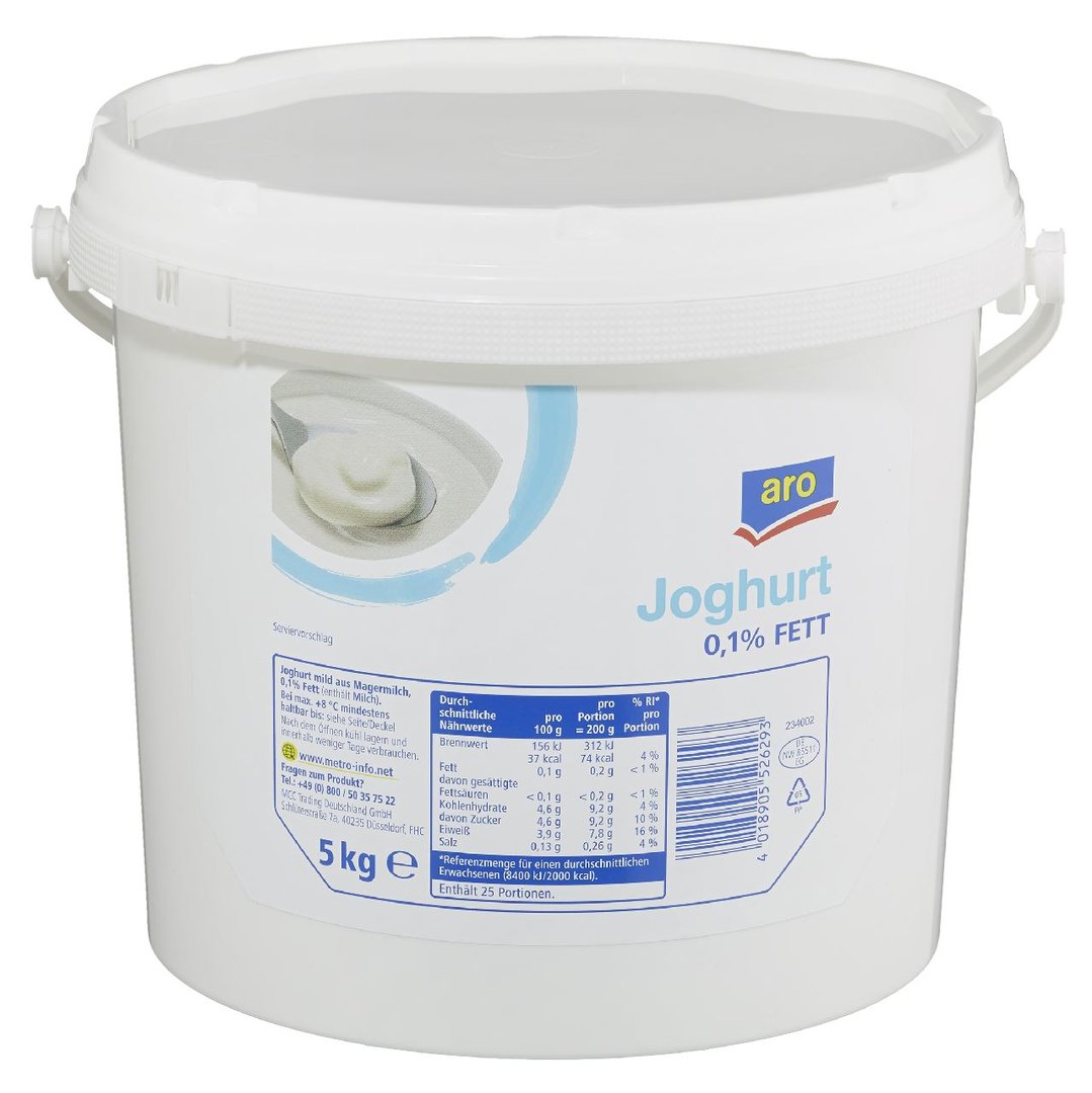aro - Joghurt 0,1 % Fett im Milchanteil - 5 kg Eimer