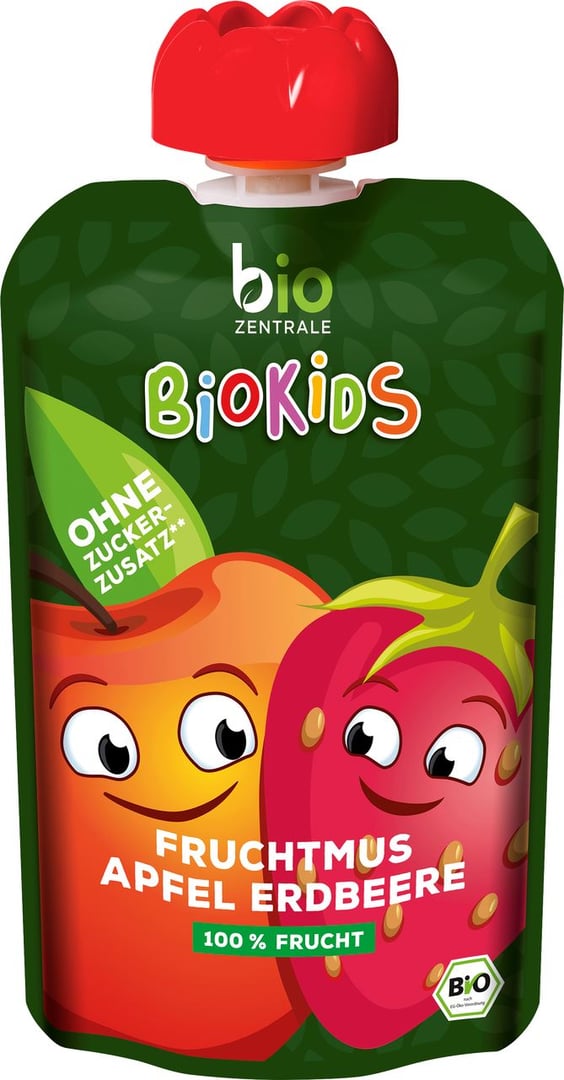 bio ZENTRALE - BioKids Fruchtmus Apfel-Erdbeere vegan - 90 g Beutel