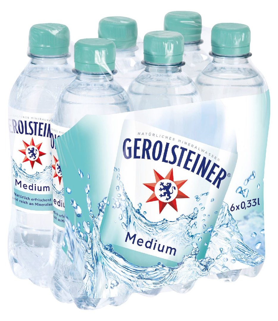 Gerolsteiner - Mineralwasser Medium Einweg 6 x 0,33 l Flaschen