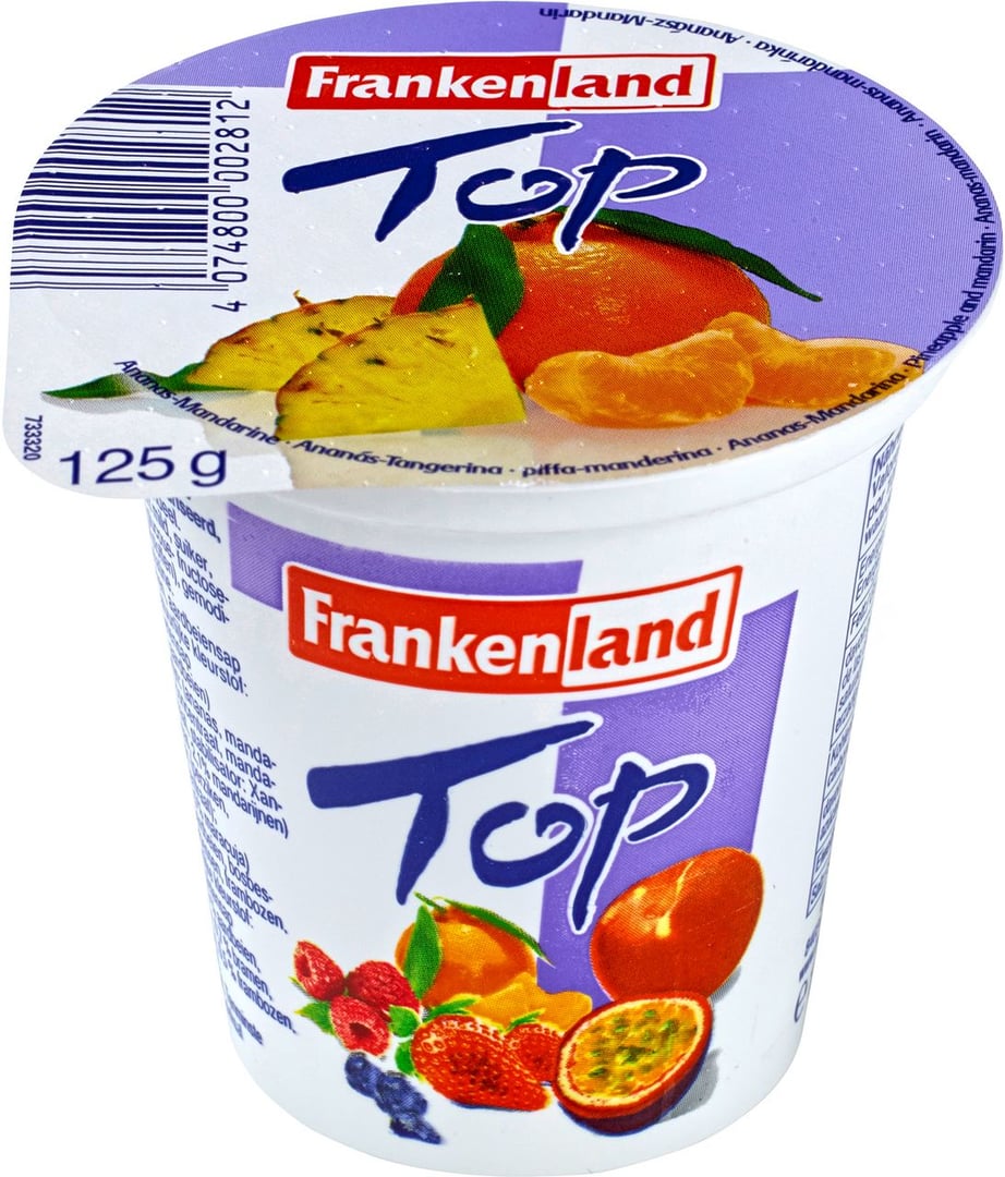Frankenland - Top Fruchtjoghurt 3,5 % Fett, Ananas-Mandarine, gekühlt - 125 g Becher