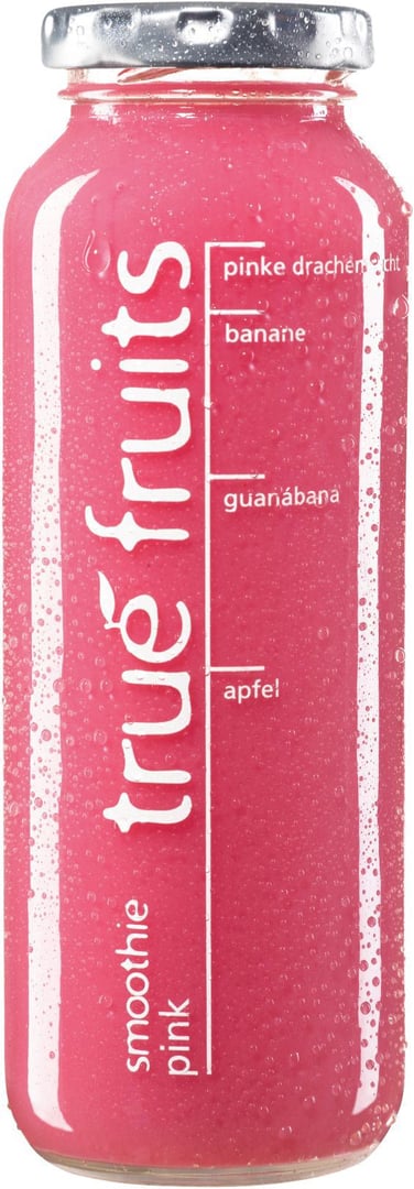 True Fruits - Smoothies Pink Smoothie aus Äpfeln, Guanábanas, Bananen und pinken Drachenfrüchten 250 ml Flasche
