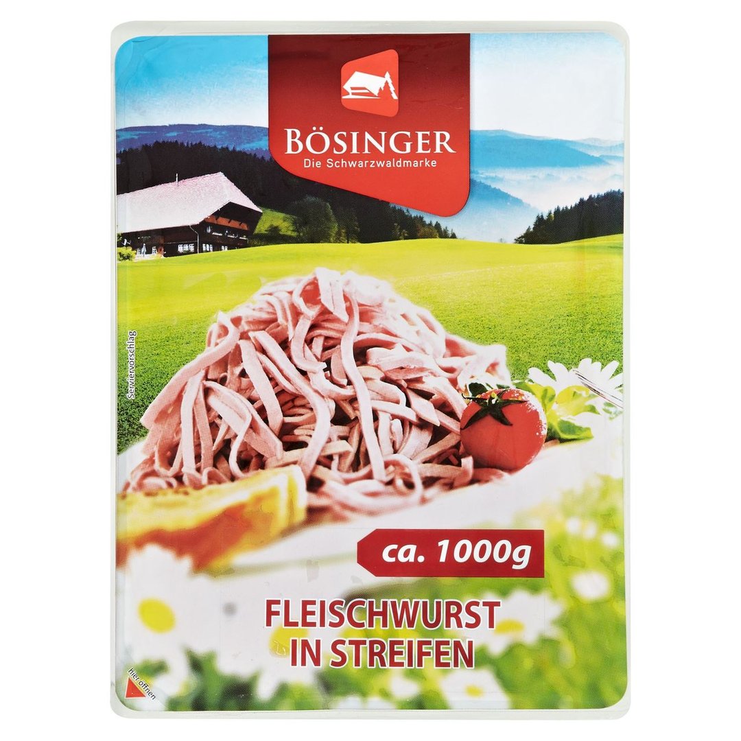 Bösinger - Fleischwurst in Streifen fein, für Wurstsalate 1 kg Packung