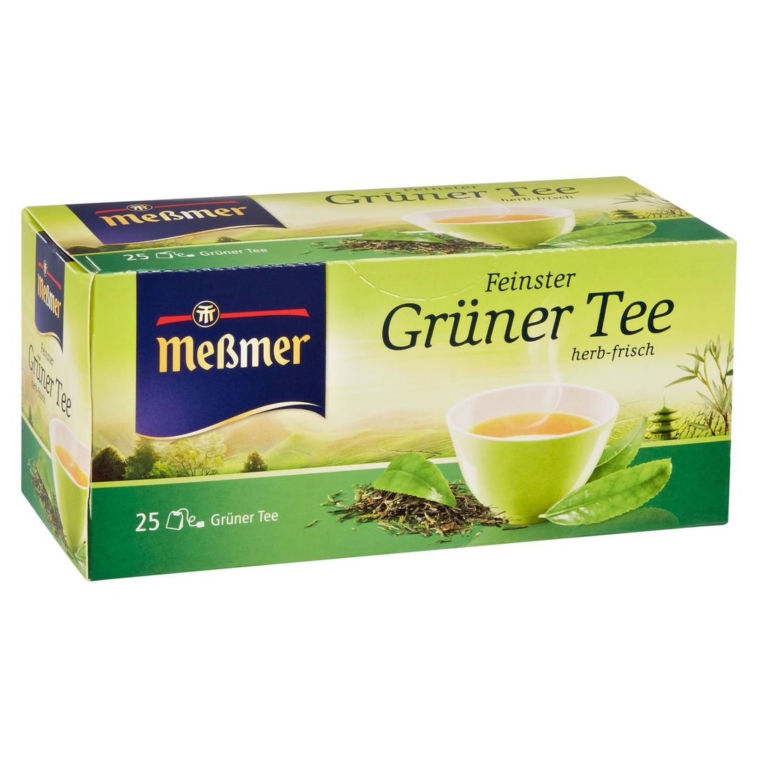 MEßMER - feinster Grüner Tee herb-frisch, 25 Teebeutel - 44 g Faltschachtel