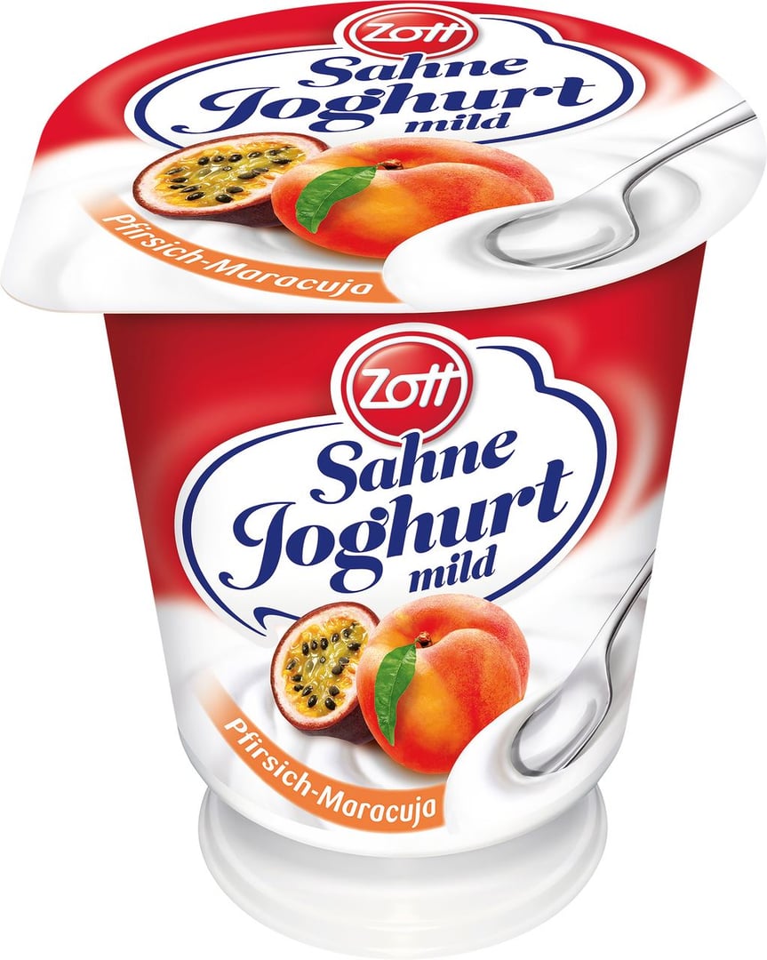 Zott - Sahne Joghurt 10 % Fett im Milchanteil Pfirsich/Maracuja gekühlt - 150 g Becher