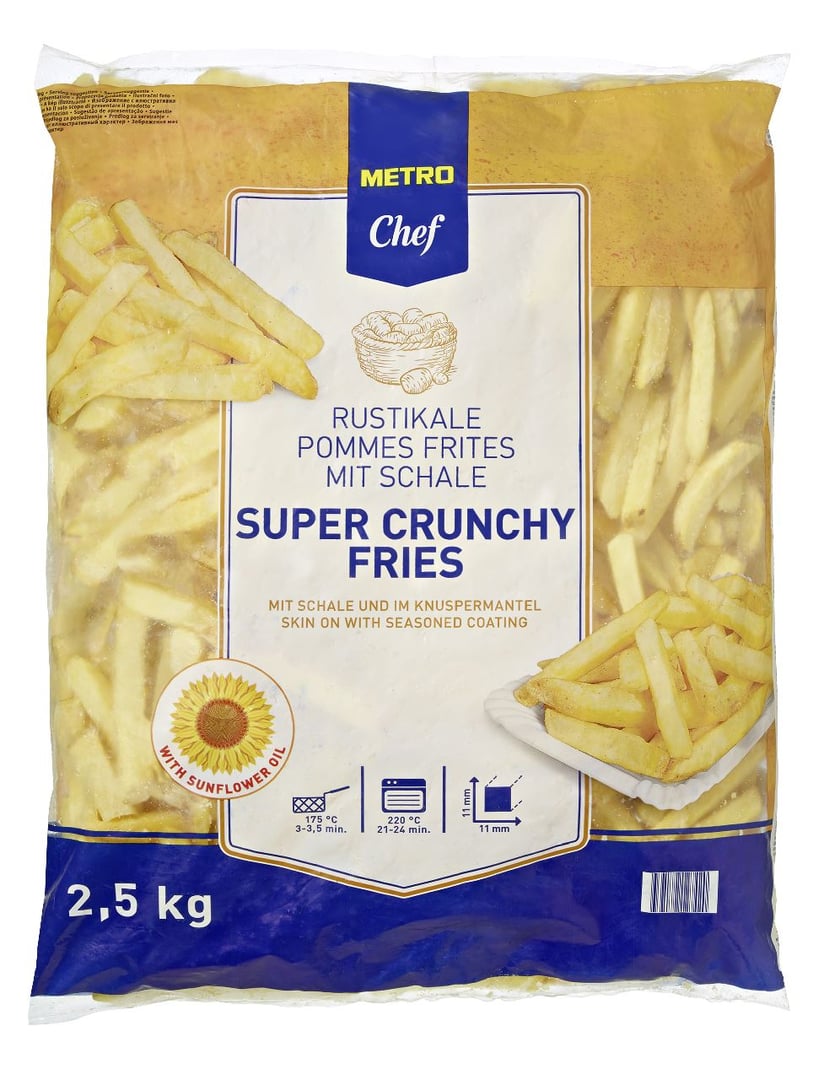 METRO Chef - Super Crunchy Fries 11 x 11 mm, tiefgefroren, gerade geschnitten - 2,5 kg Packung