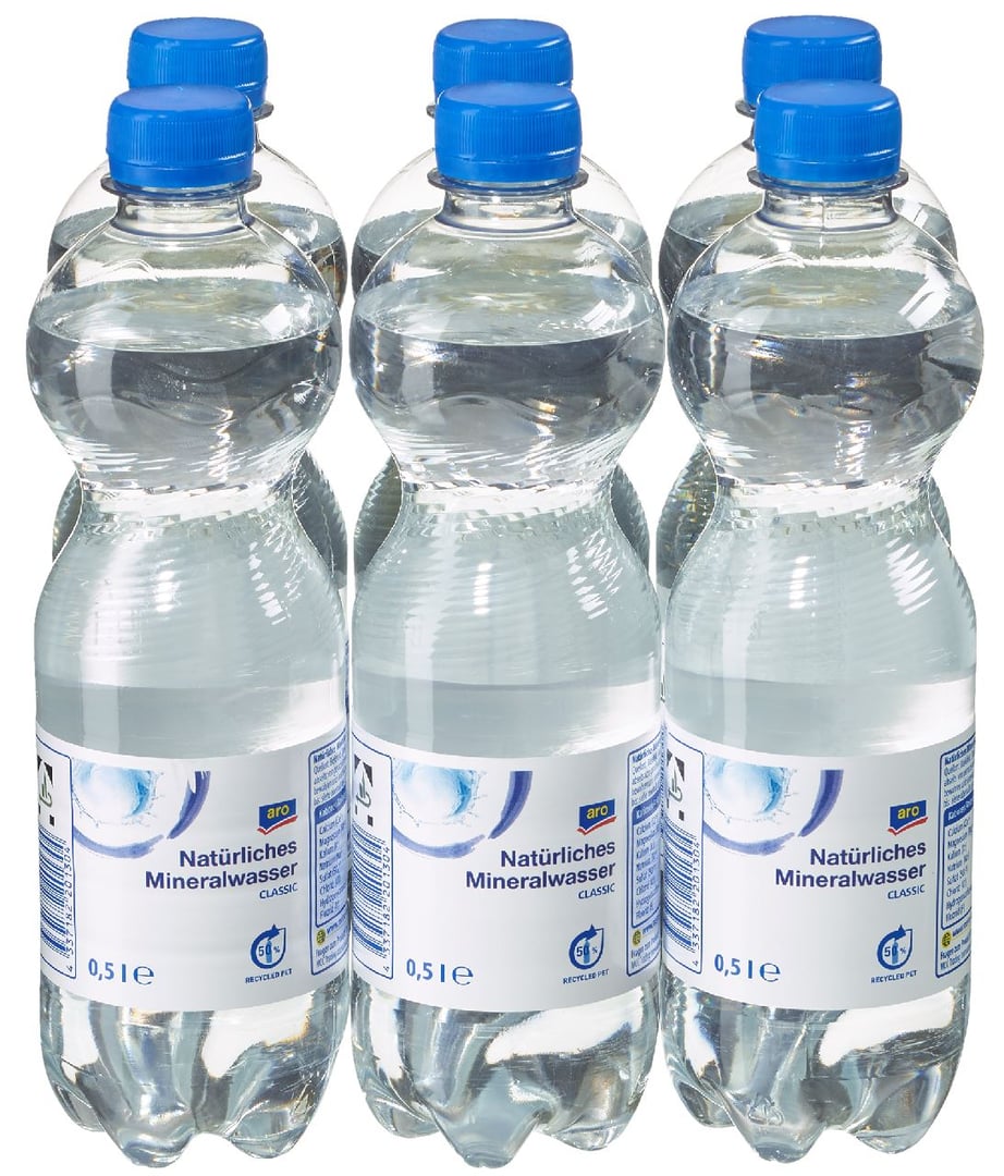 aro - Mineralwasser Classic PET Einweg - 6 x 500 ml Flasche