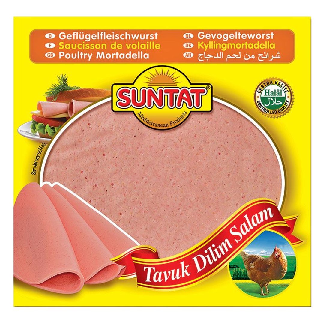 Suntat - Tavuk Dilim Salam Geflügelfleischwurst Hähnchen/Pute in Scheiben DE - 1 x 200 g Packung