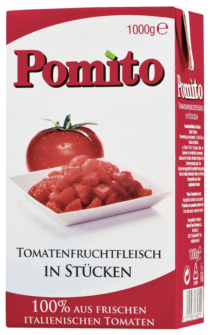 Pomito - Tomatenfruchtfleisch in Stücken - 12 x 1,00 kg Packungen