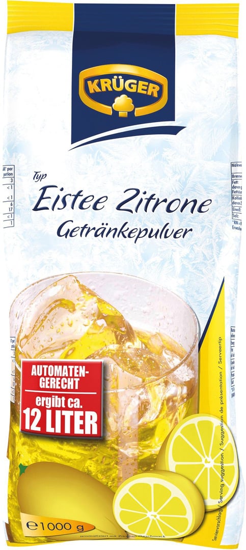 Krüger - Zitroneneistee Getränkepulver Instant-Getränkepulver - 1 x 1 kg Beutel