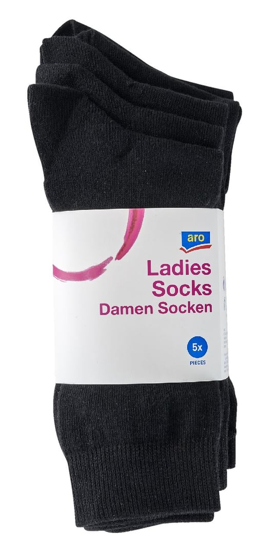 aro - Damen Socken Schwarz 35 / 38 - 5 Stück