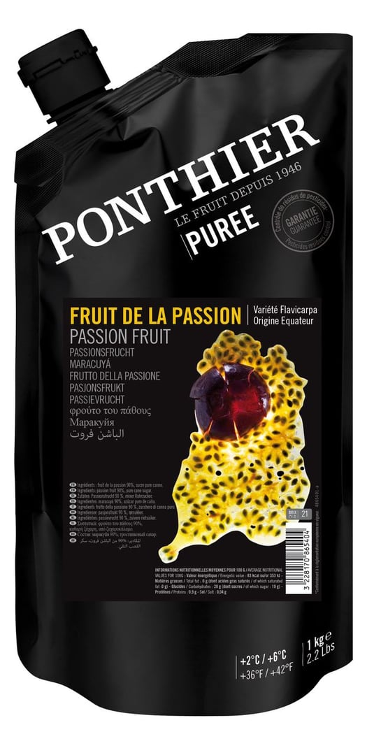 Ponthier - Passionsfrucht Püree - 6 x 1 kg Beutel