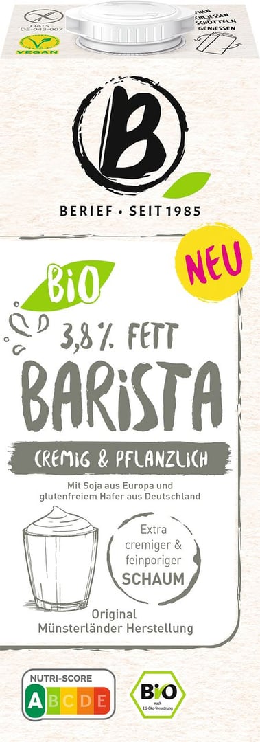 Berief - Barista Drink 3,8 % - 1 l Packung