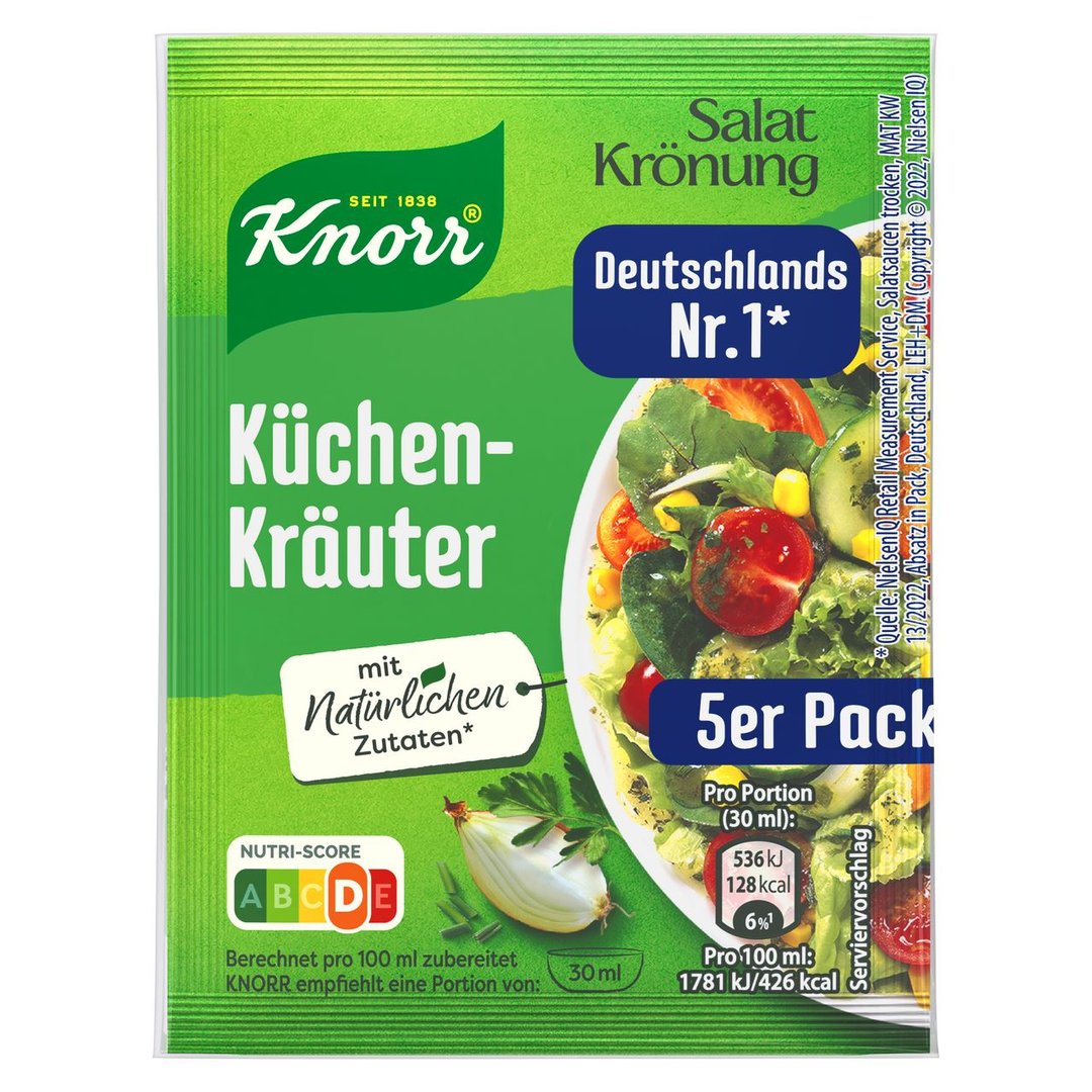 Knorr - Salatkrönung 5er-Pack Küchenkräuter - 40 g Beutel