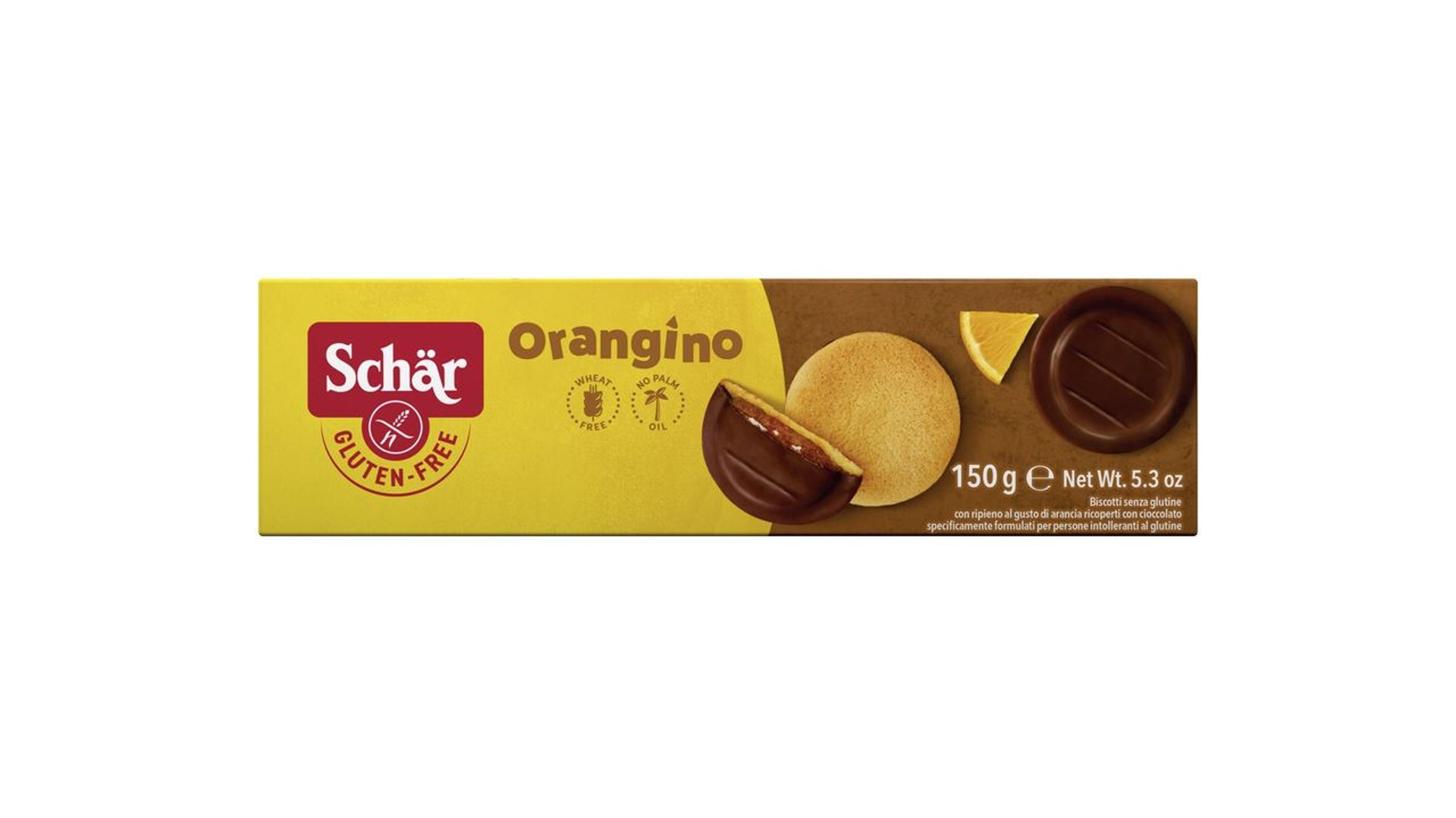 Schär - Orangino Soft Cake weiche Kekse mit Orangen-Fruchtfüllung, glutenfrei 150 g Schachtel