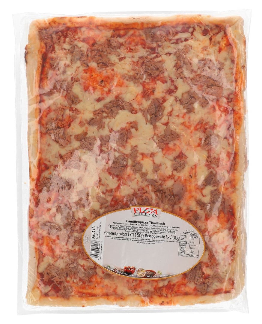 Pizza Lorenzo - Familienpizza Thunfisch gekühlt - 1,2 kg Packung