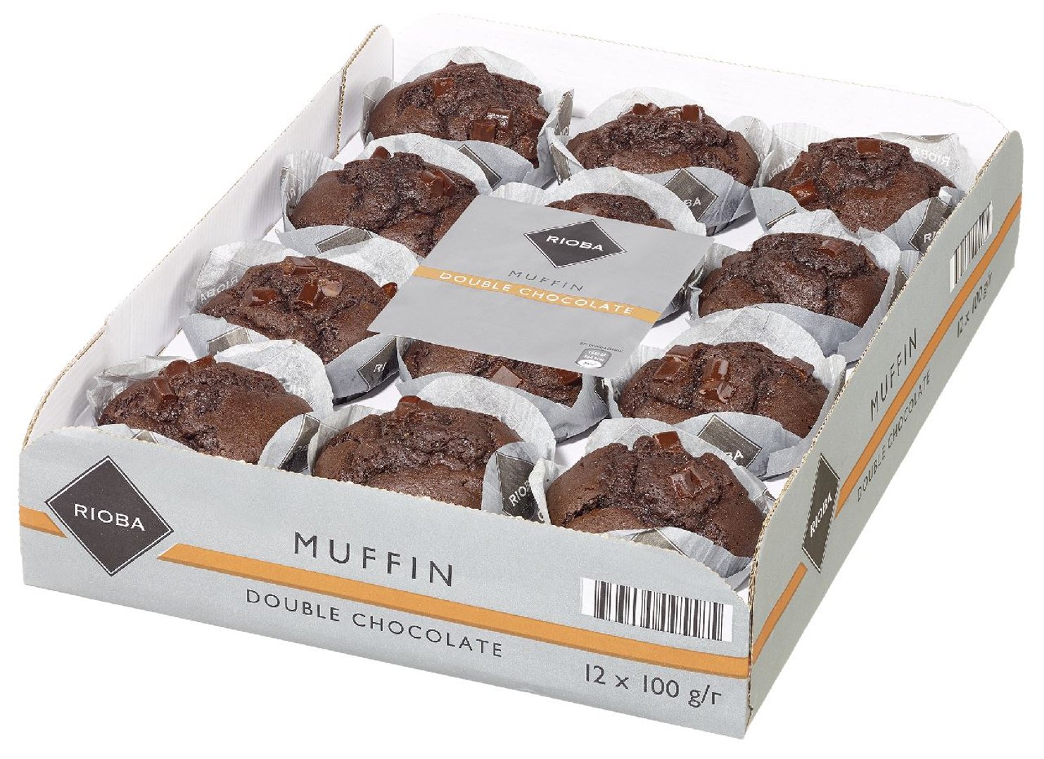 RIOBA - Double Chocolate Muffins - 4 Stück à 100 g Packung