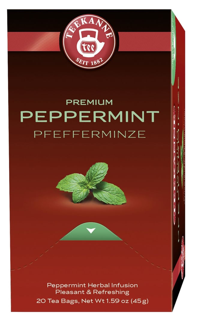 Teekanne - Premium Pfefferminze frisch naturbelassen würzig, 20 Teebeutel - 10 x 45 g Tray