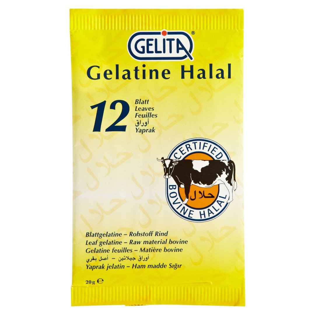 Gelita - Gelatine 12 Blatt á 1,6 g, halal 20 g Beutel
