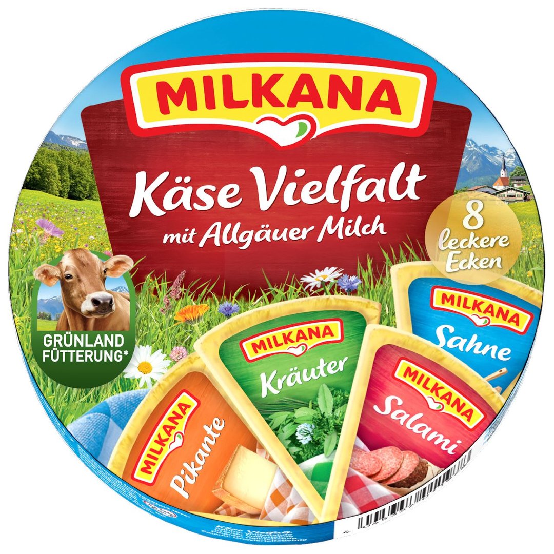 Milkana - Schmelzkäse KäseVielfalt 20-50 % 8 Ecken - 190 g Tiegel