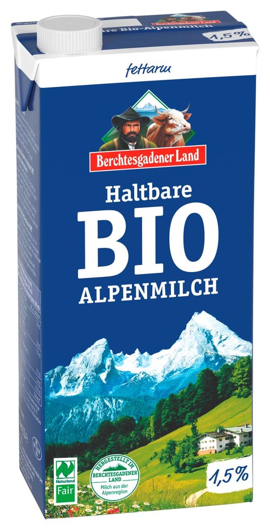 Berchtesgadener Land - Bio Fettarme Milch 1,5 % Fett 1 l Faltschachtel