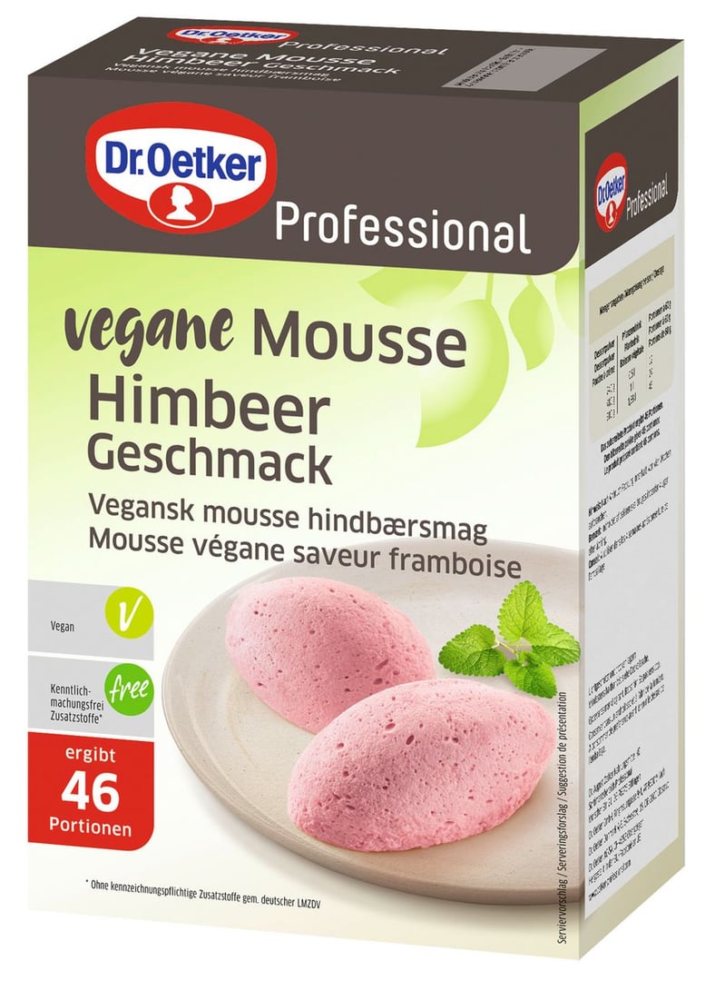 Dr. Oetker Professional - Vegane Mousse Himbeer - 900 g Schachtel