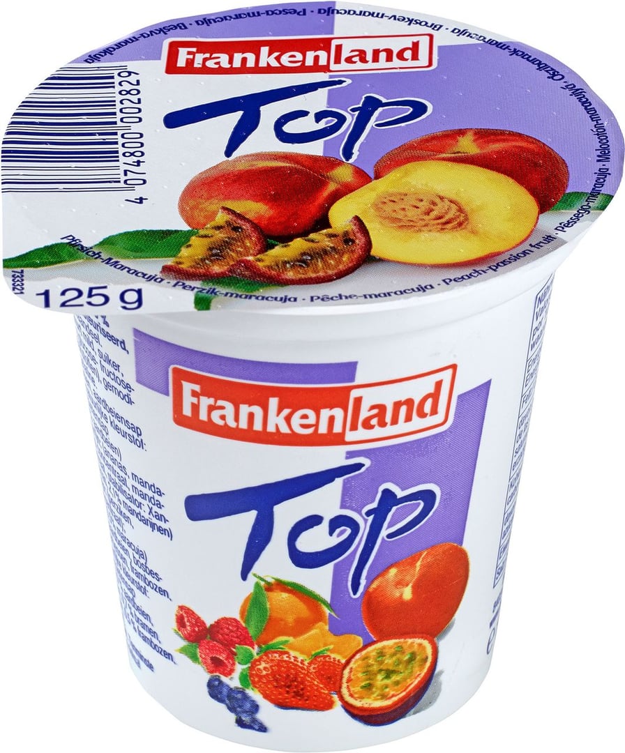 Frankenland - Top Fruchtjoghurt 3,5 % Fett, Pfirsich-Maracuja, gekühlt - 125 g Becher