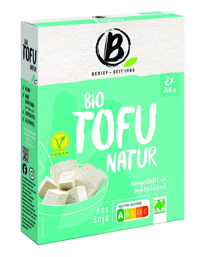 Berief - Bio Tofu Natur 2 Stück à 200 g - 400 g Packungen
