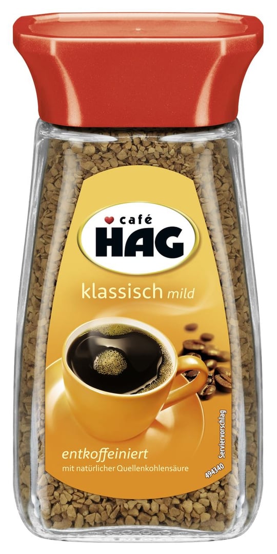 café HAG - Löskaffee klassisch mild entkoffeiniert - 100 g Glas