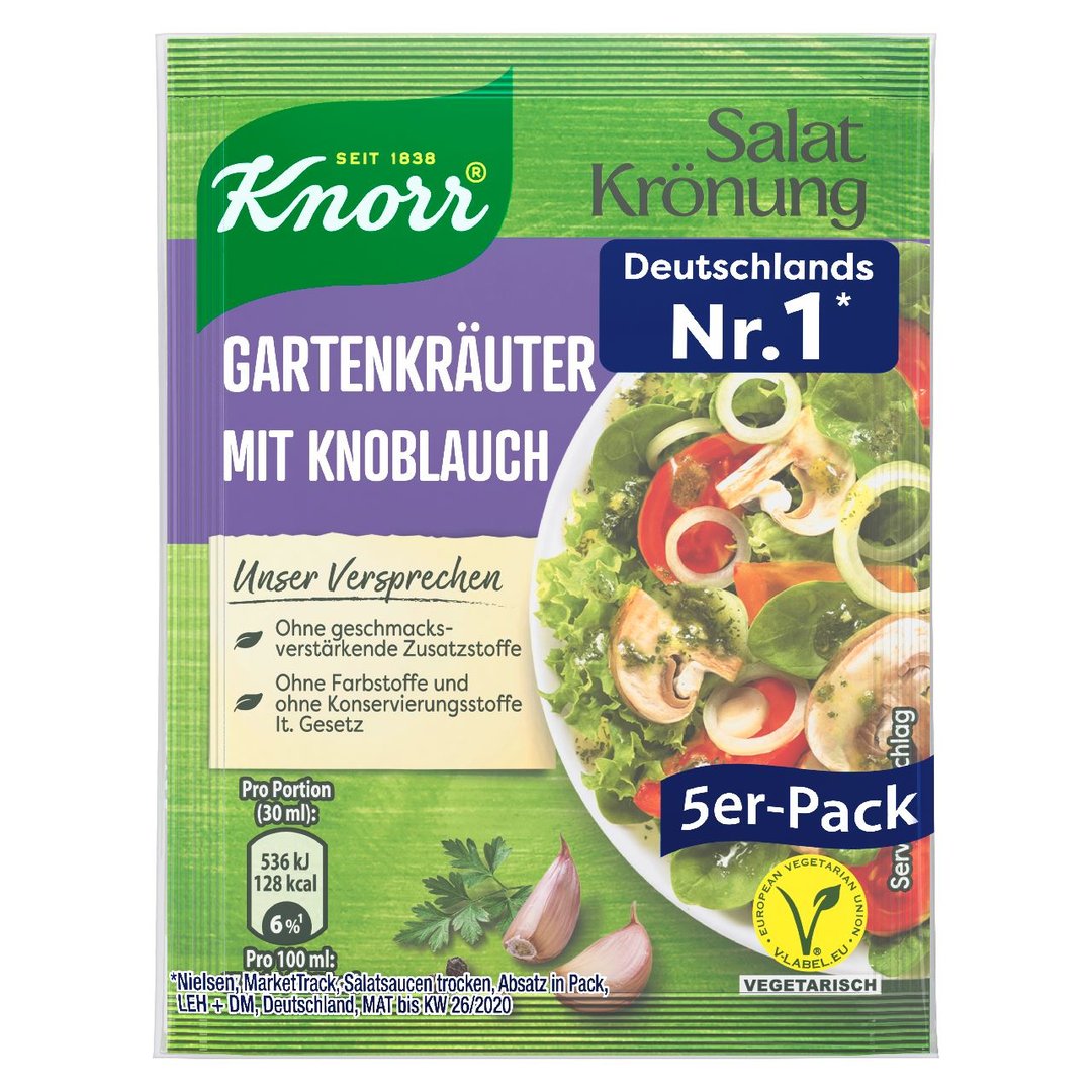Knorr - Salatkrönung Gartenkräuter mit Knoblauch - 40 g Beutel