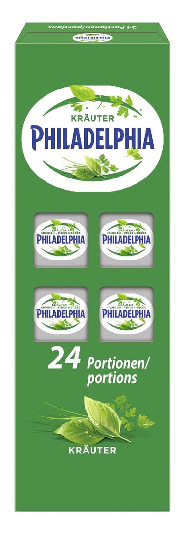 Philadelphia Frischkäsezubereitung Kräuter 64 % Fett i. Tr., 24 Stück à 16,67 g 400 g Packung