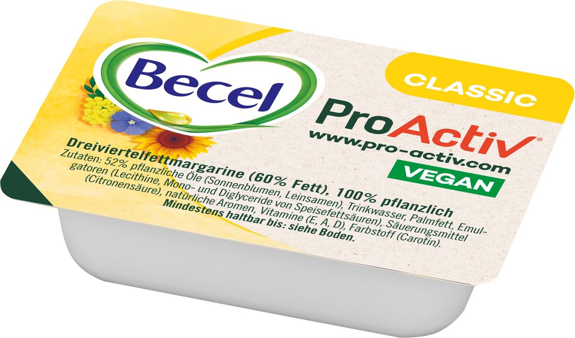 Becel - Original fettreduzierte Diätmargarine 60 % Fett gekühlt 200 Stück à 10 g - 2 kg Karton