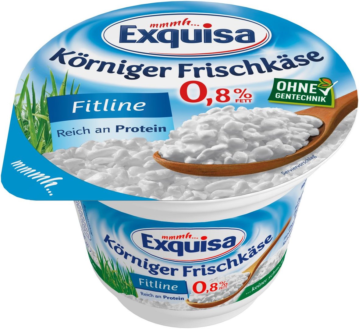 Exquisa - Körniger Frischkäse Fitline 0,8 % Fett - 1 x 200 g Becher
