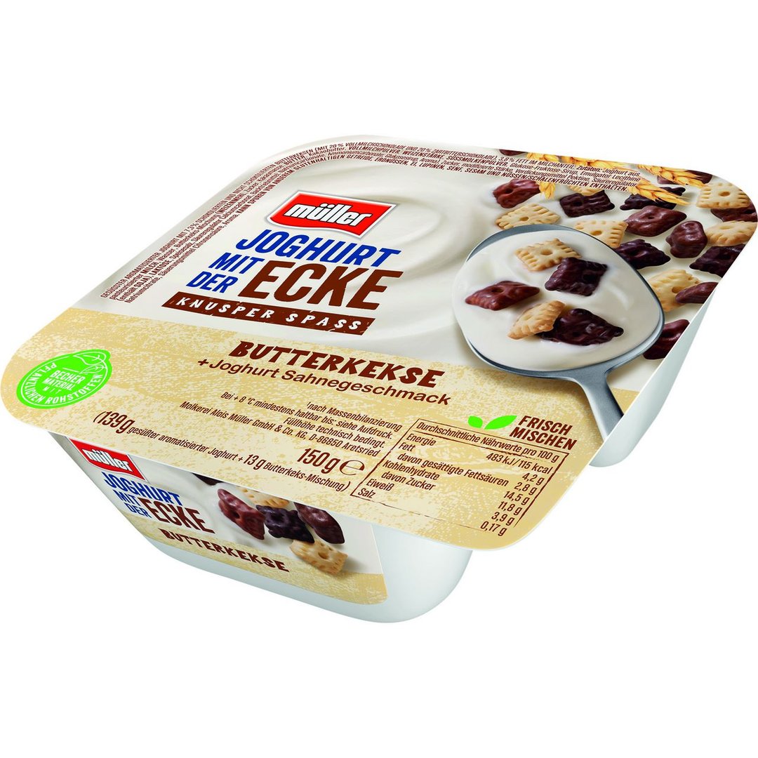 müller - Joghurt mit der Ecke Knusper Butterkekse gekühlt - 150 g Becher