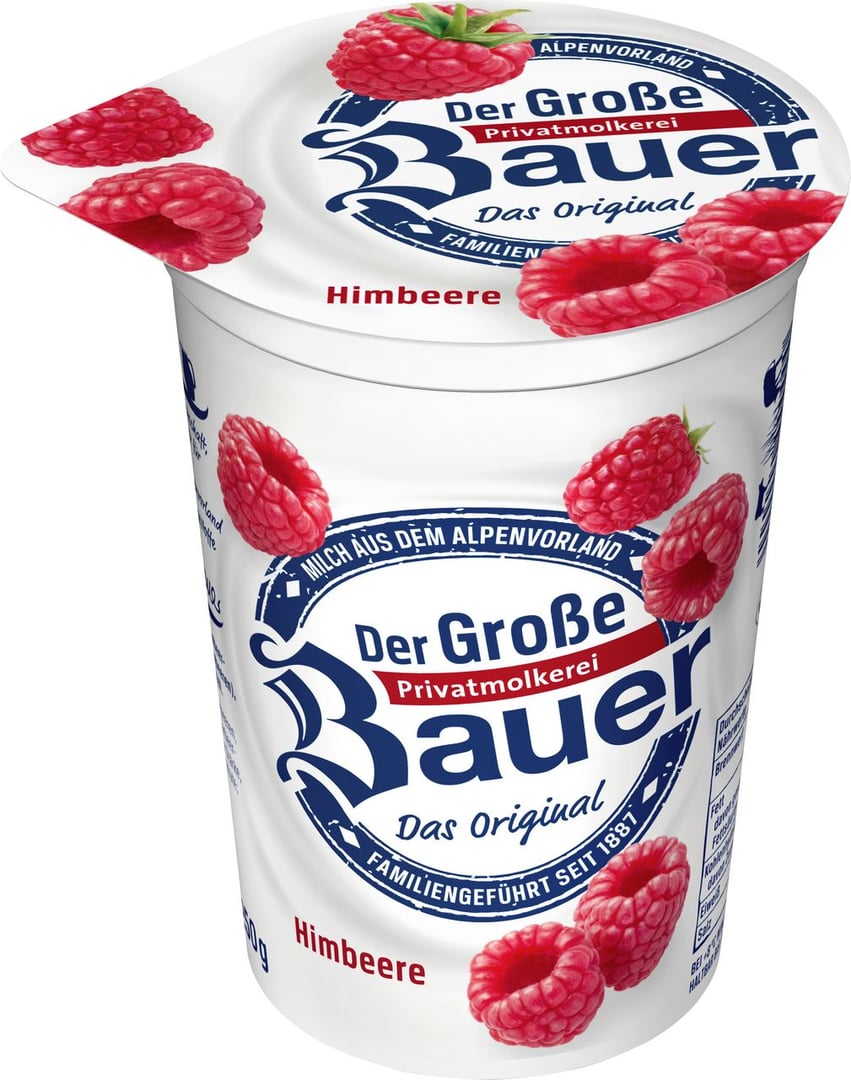 Bauer - Fruchtjoghurt, 3,5 % Fett, Himbeere gekühlt - 250 g Becher