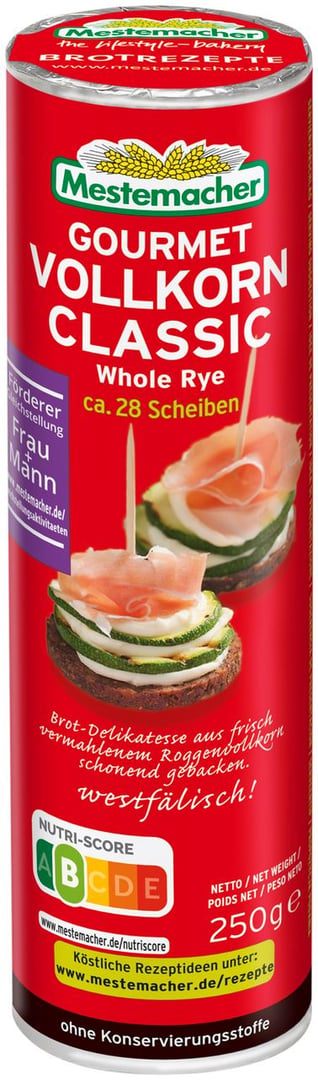 Mestemacher - Party Gourmet Vollkorn Rolle fertig gebacken geschnitten - 1 x 250 g