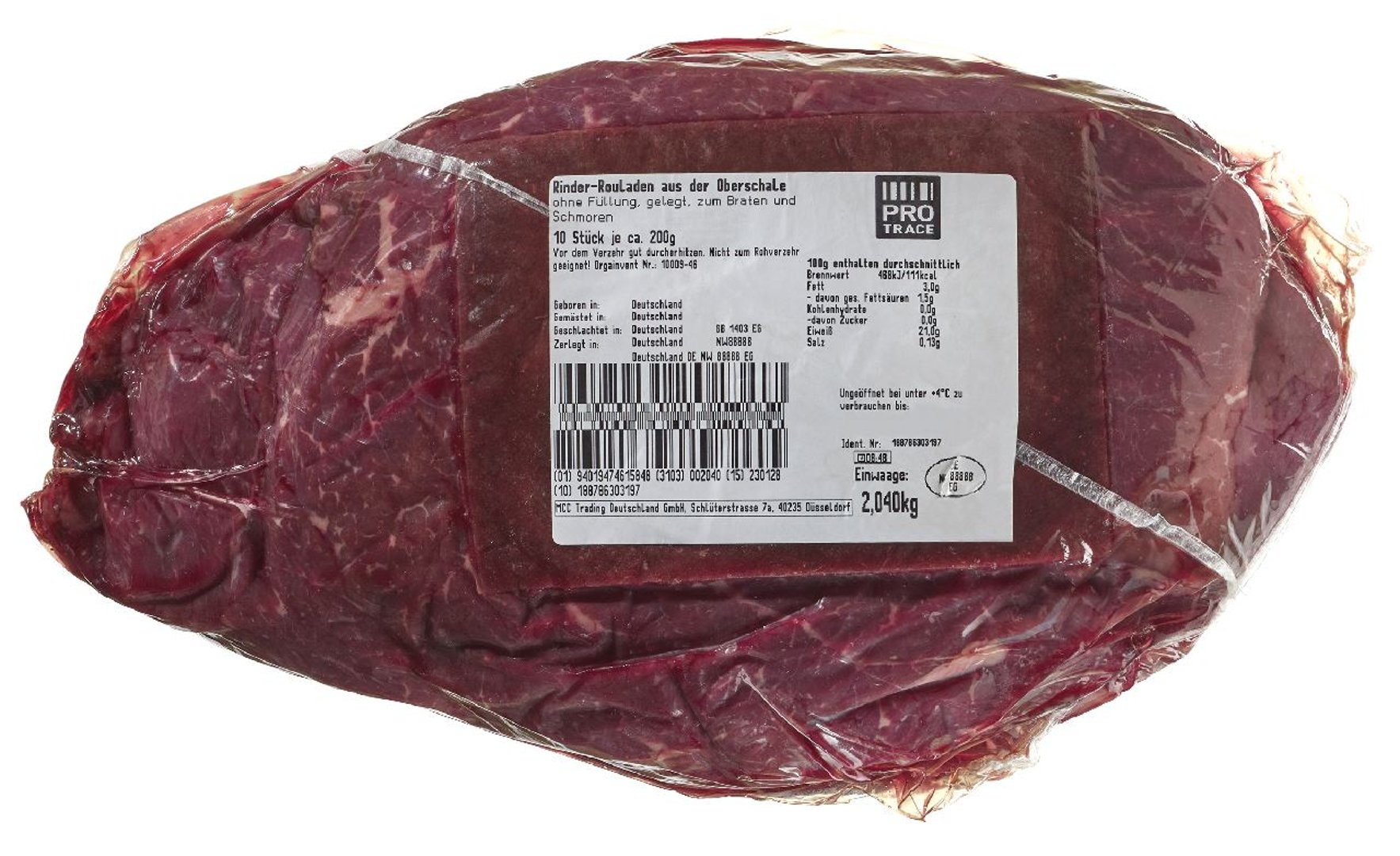 METRO Chef - Rinderroulade aus der Oberschale gekühlt vak.-verpackt 10 Stück à ca. 200 g