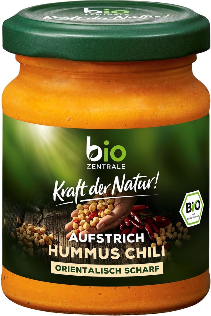bio ZENTRALE - Brotaufstrich Hummus Chili vegan, glutenfrei - 125 g Tiegel