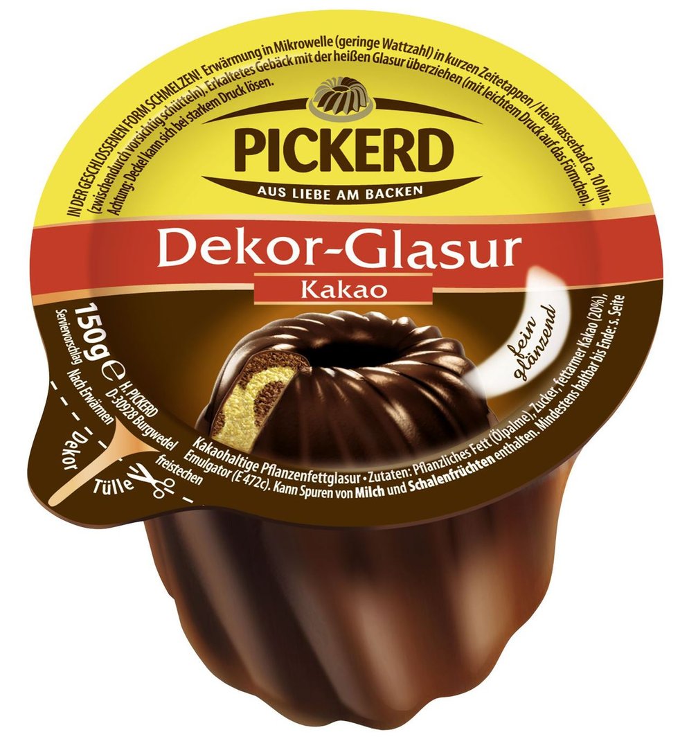 Pickerd Dekor - Kakaoglasur, kakaohaltige Pflanzenfettglasur - 10 x 150 g Trays