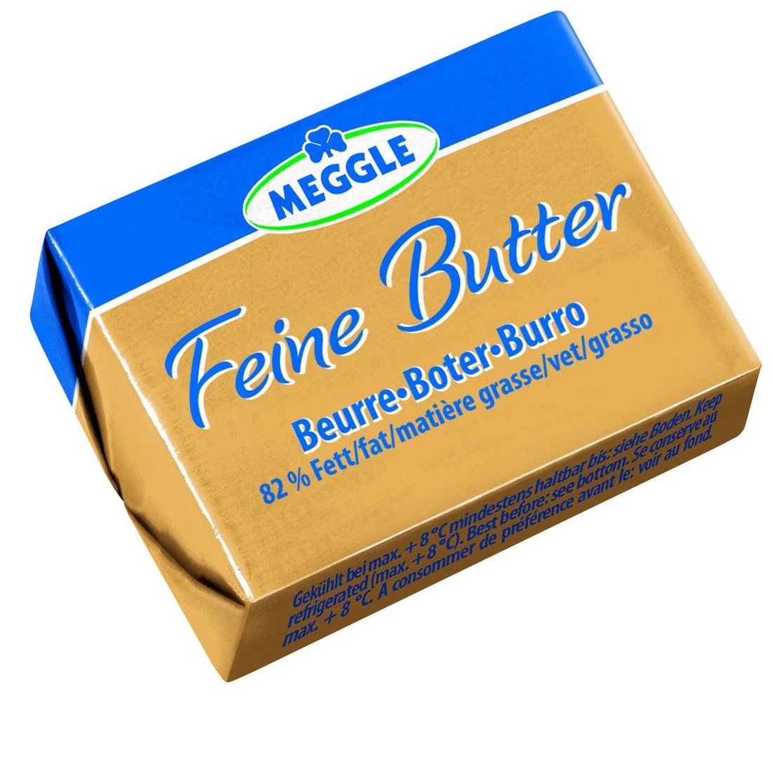 Meggle - Feine Butter, 82 % Fett, 100 Einzelportionen à 10 g - 1 kg Karton