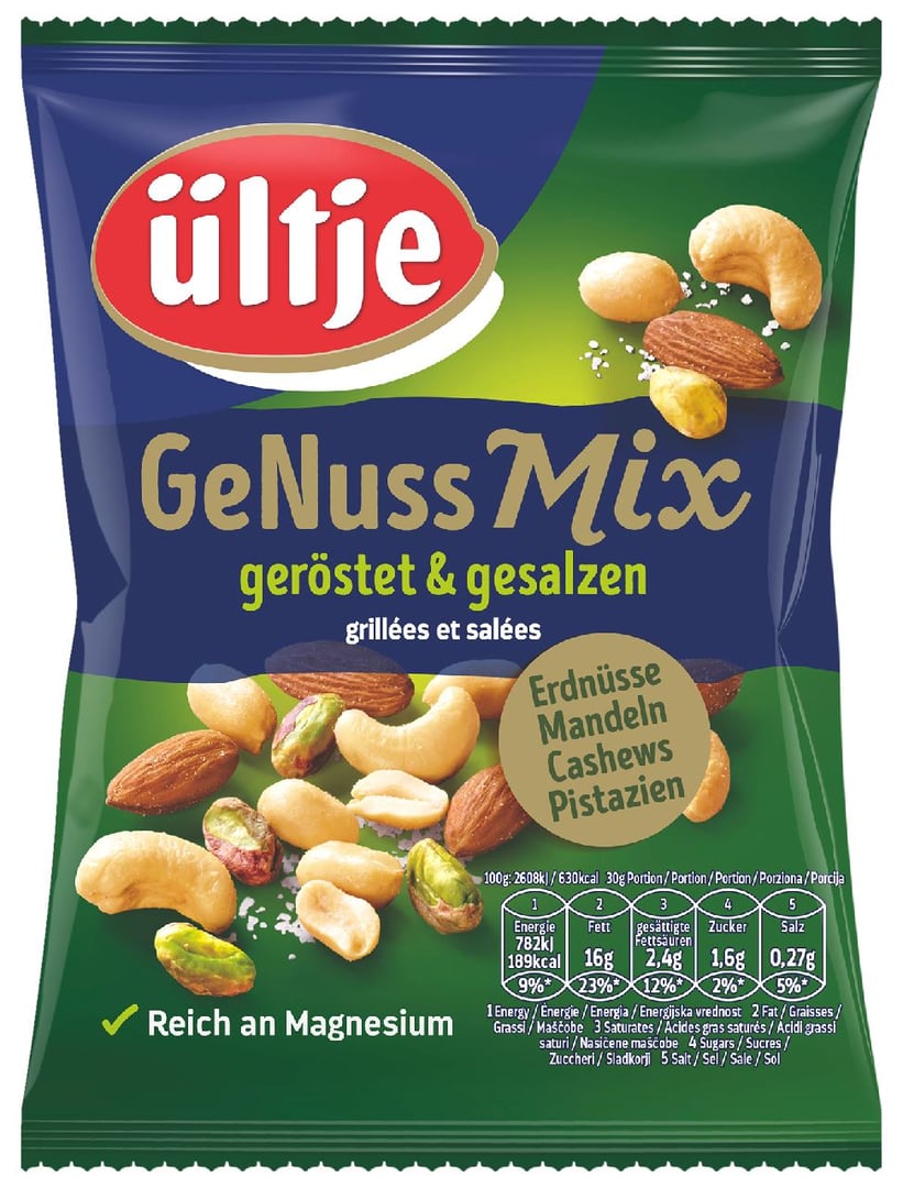 ültje - Genuss Mix Erdnüsse, Mandeln, Cashews, Pistazien - 1 x 150 g Beutel