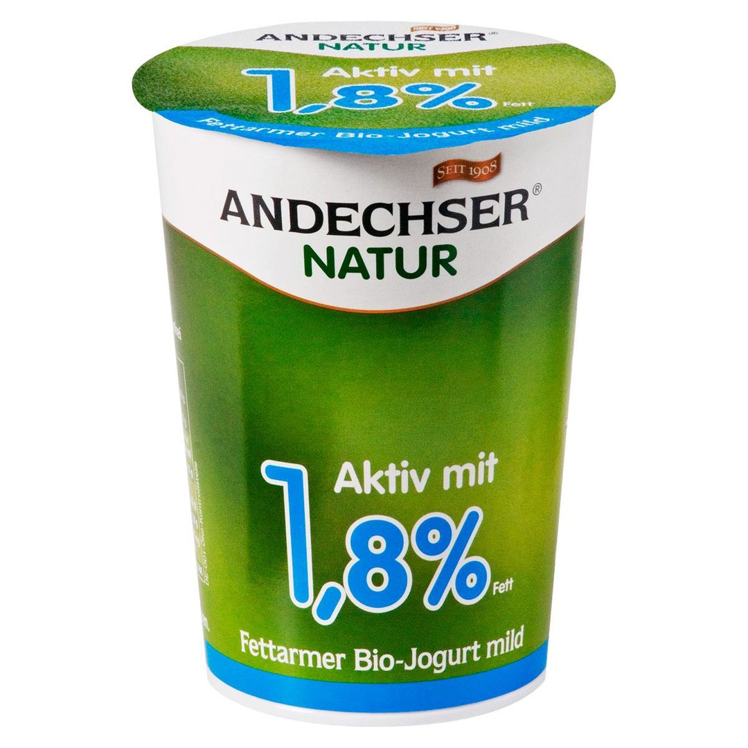 Andechser - Natur Aktiv mit 1,8 % Fett Fettarmer Bio-Jogurt mild 500 g