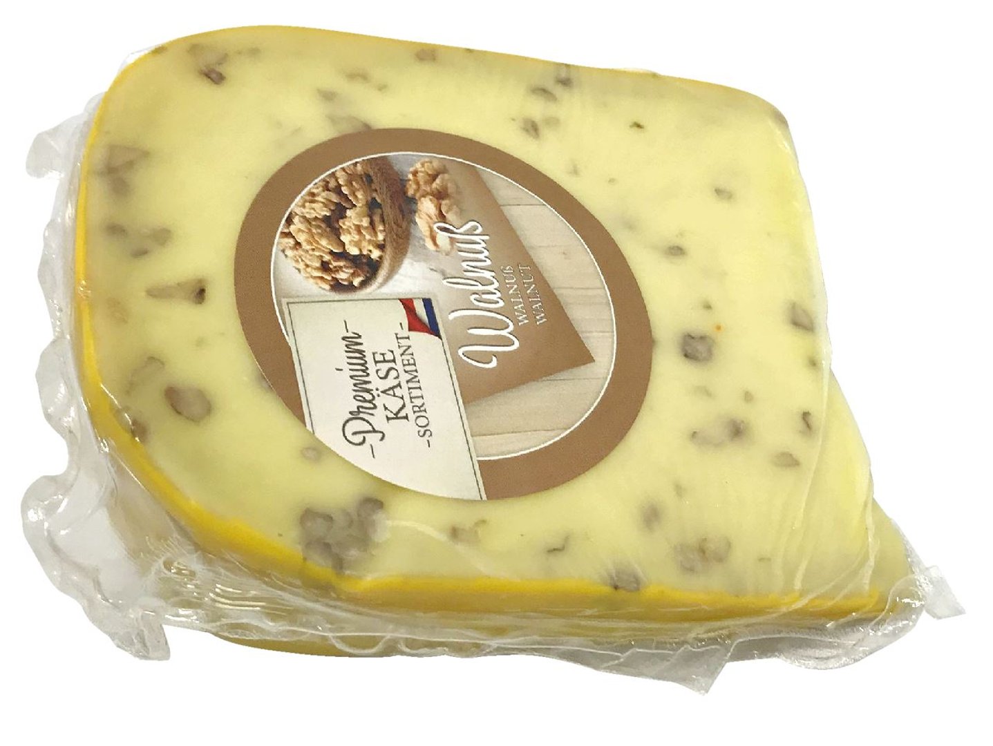 Delina - Gouda Käse Stück mit Walnuss 50 % Fett i.Tr. gekühlt - 250 g Packung